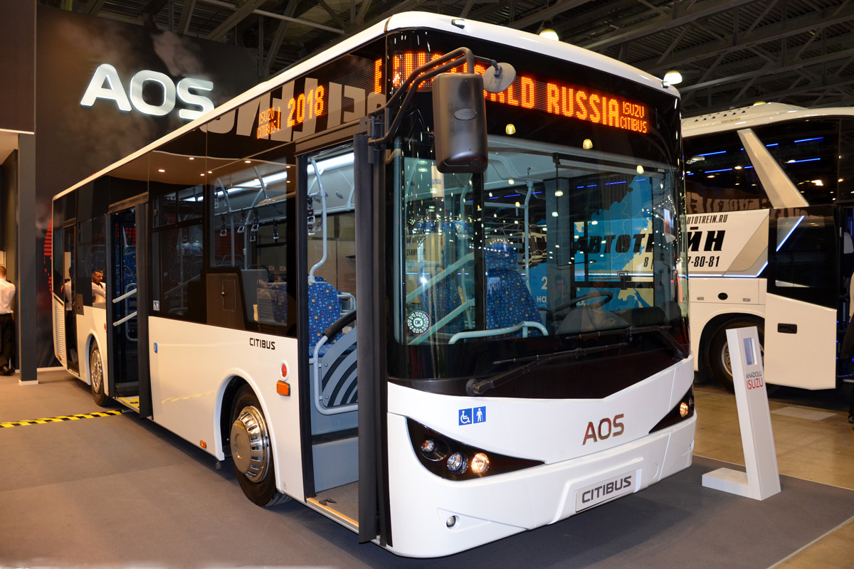 Moscow, Anadolu Isuzu Citibus (Yeni) # AOS-012; Moscow region — International coach&bus show "Busworld 2018"