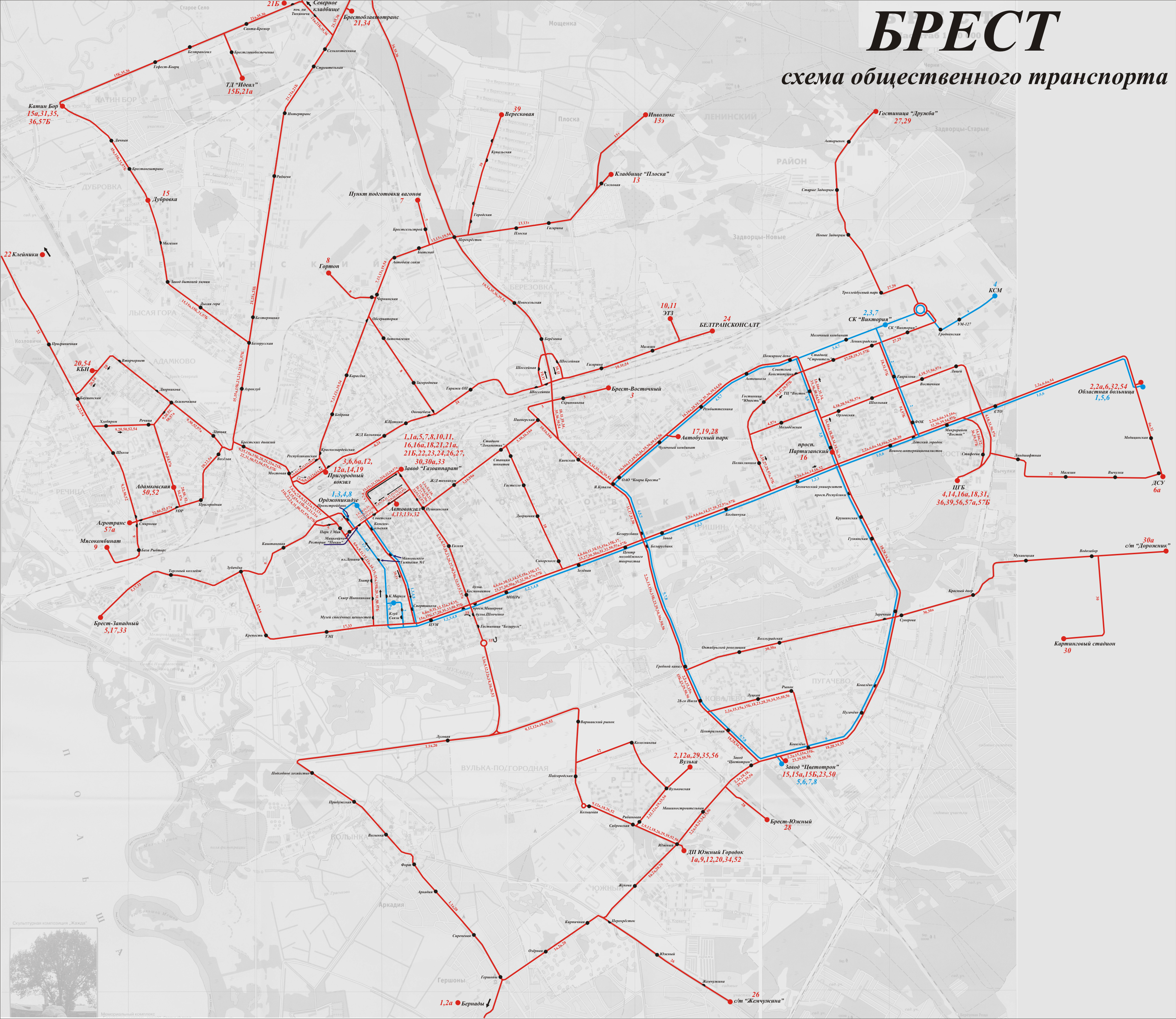 Карта бреста с улицами